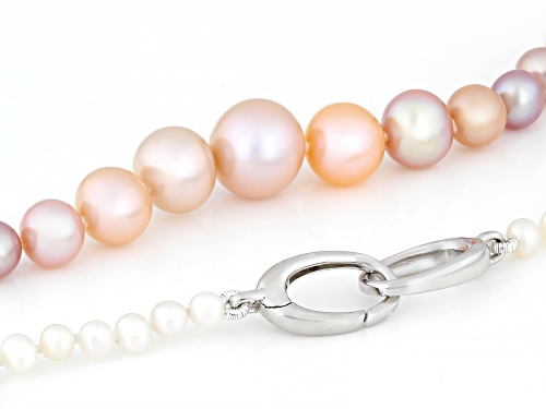 Genusis™ 3-8 Multi-Color Cultured Freshwater Pearl Rhodium Over Sterling Silver 20 Inch Necklace - Size 20