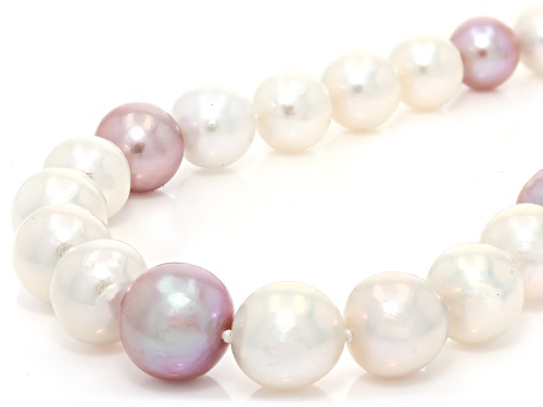 Genusis™ 10-12mm White & Purple Cultured Freshwater Pearl Rhodium Over Silver 20 Inch Strand - Size 20