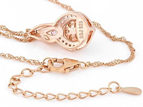 7mm White Cultured Japanese Akoya Pearl With Sapphire & Zircon 18K Rose Gold Over Silver Pendant