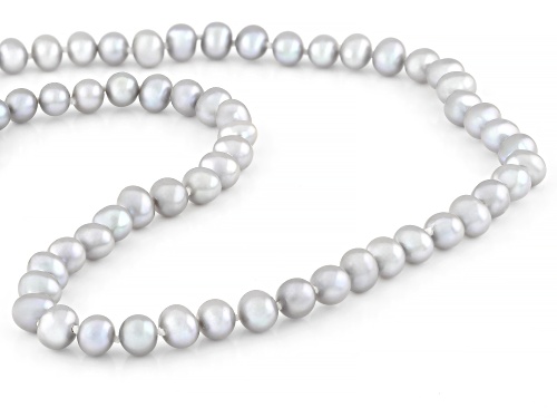 5mm Platinum Cultured Freshwater Pearl Sterling Silver 18 Inch Strand Necklace - Size 18