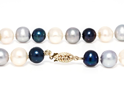 8-10mm Multi-Color Cultured Freshwater Pearl 14k Yellow Gold 18 Inch Strand Necklace - Size 18