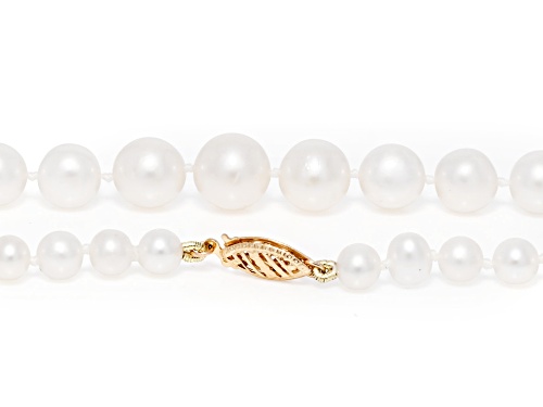 5-10mm White Cultured Freshwater Pearl 14k Yellow Gold 18 Inch Strand Necklace - Size 18