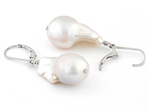 Genusis™ 13mm White Cultured Freshwater Pearl Rhodium Over Sterling Silver Earrings