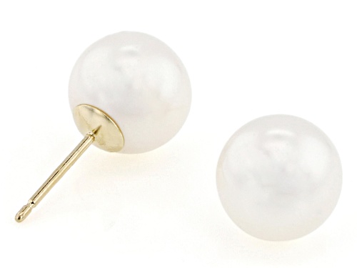 Genusis™ 8mm White Cultured Freshwater Pearl 14k Yellow Gold Stud Earrings