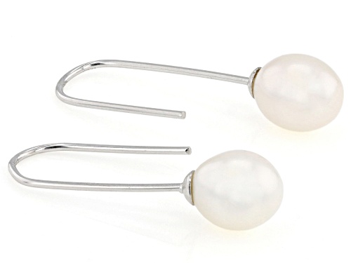 8mm White Cultured Freshwater Pearl Sterling Silver Earrings