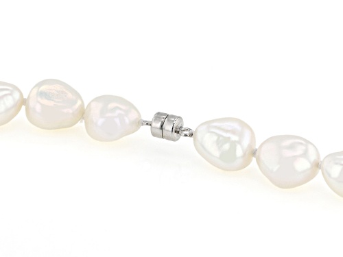 8.5mm White Cultured Freshwater Pearl Sterling Silver 18 Inch Strand Necklace - Size 18
