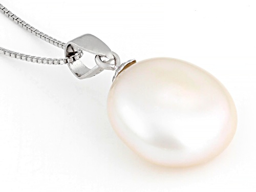 12-14mm White Cultured Freshwater Pearl Sterling Silver Pendant With 18 Inch Chain