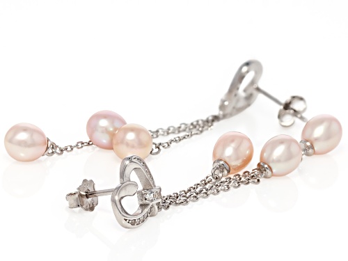 6mm Pink Cultured Freshwater Pearl With Bella Luce® Rhodium Over Sterling Silver Earrings