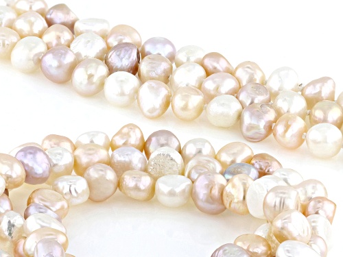 7.5mm Multi-Color Cultured Freshwater Pearl  36, 48, 64 Inch Strand Necklaces and Bracelets Set of 3