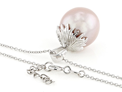 Genusis™ 16mm Pink Cultured Freshwater Pearl & Bella Luce® Rhodium Over Sterling Silver Pendant