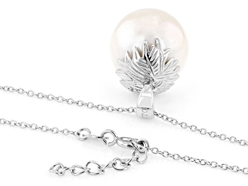 Genusis™ 16mm White Cultured Freshwater Pearl & Bella Luce® Rhodium Over Silver Pendant With Chain