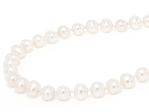 6mm White Cultured Freshwater Pearl Sterling Silver 18 Inch Strand Necklace - Size 18