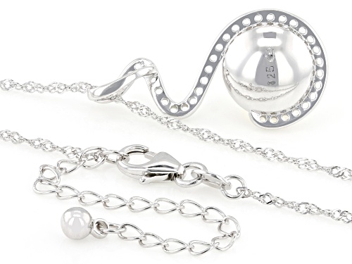 10mm White Cultured Freshwater Pearl With Topaz Rhodium Over Sterling Silver Pendant With Chain