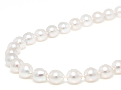 6mm White Cultured Freshwater Pearl Rhodium Over Sterling Silver 18 Inch Strand Necklace - Size 18