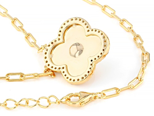 7mm Golden Cultured South Sea Pearl With Zircon 18k Yellow Gold Over Silver 18 Inch Necklace - Size 18