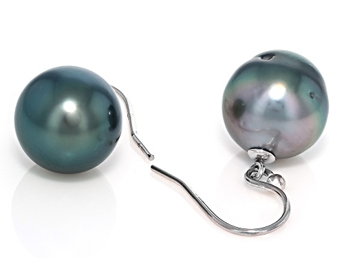 12mm Cultured Tahitian Pearl Rhodium Over Sterling Silver Earrings