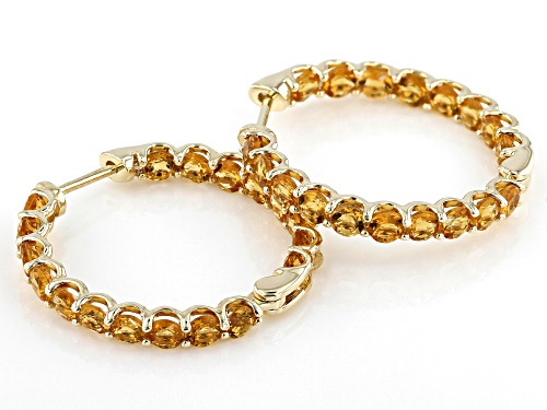 3.06ctw Round Golden Citrine 10k Yellow Gold Inside -Out Hoop Earrings