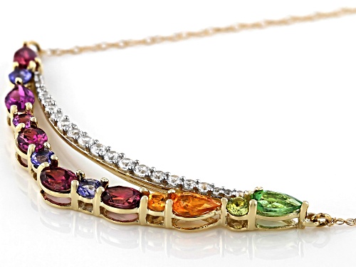 2.33ctw Oval, Pear Shape and Round Mixed-Gemstone 10k Yellow Gold Necklace - Size 18