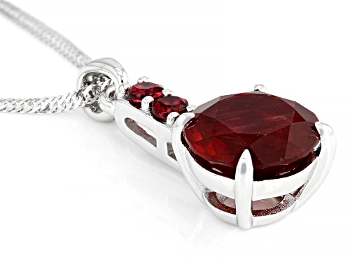 1.49ct Red Labradorite With 0.05ctw Round Red Spinel Rhodium Over 10k White Gold Pendant With Chain