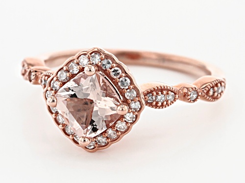 0.80ct Square Cushion Cor-de-Rosa Morganite™ With 0.18ctw White Diamonds 10k Rose Gold Ring - Size 7