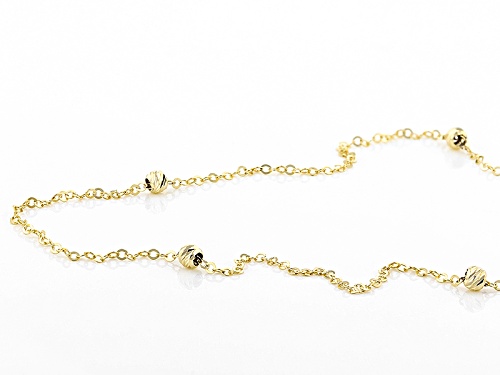 10k Yellow Gold Diamond Cut Bead Station 20 Inch Necklace - Size 20
