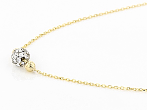 10K Yellow Gold Pave Glass Bead Station Necklace - Size 18