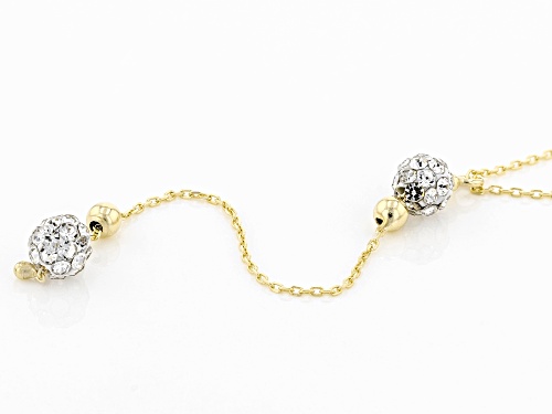 10K Yellow Gold Pave Glass Bead Station Y-Necklace - Size 18