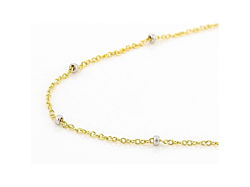 10K Yellow Gold with 10K White Gold Accents Station Ball Singapore Necklace - Size 18