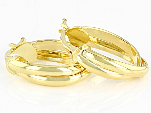 10K Yellow Gold Double Oval Tube Hoop Earrings