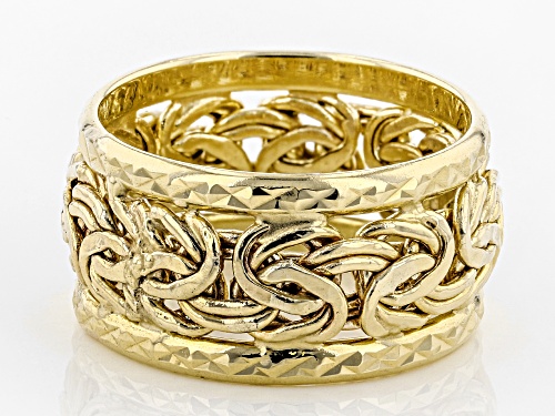10k Yellow Gold Byzantine Link Band Ring - Size 7