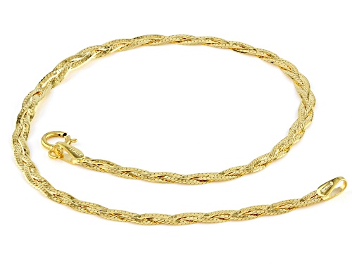 10K Yellow Gold 2.6MM Hammered Braided Curb Link Bracelet - Size 7.25