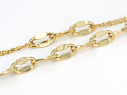10k Yellow Gold Mirror Cable Station 24 Inch Necklace - Size 24