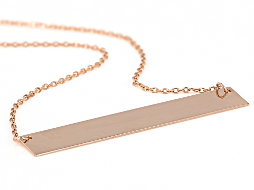 10K Rose Gold Diamond-Cut Engravable Bar Necklace - Size 18