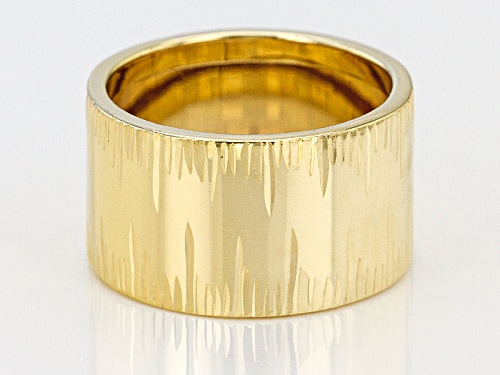 10k Yellow Gold Diamond Cut Cigar Band Ring - Size 7