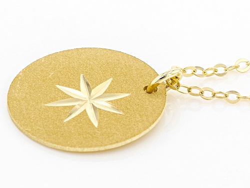 10K Yellow Gold Compass Necklace - Size 18