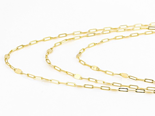 10K Yellow Gold Multi-Row Mirror Necklace - Size 17