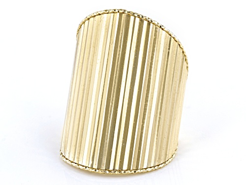 10K Yellow Gold 24.7MM Wave-Cut Dome Ring - Size 7