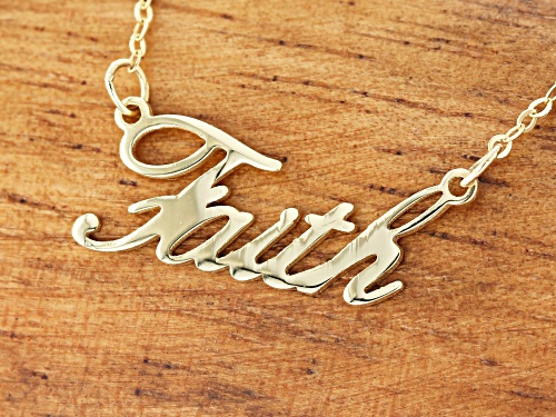 10K Yellow Gold Faith Script 18 Inch Necklace - Size 18