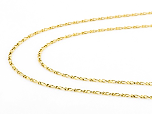 10k Yellow Gold Set of Two Figaro Link 18 & 20 Inch Chains