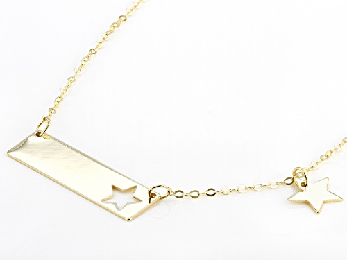 10k Yellow Gold Cut-Out Star Bar 18 Inch Necklace - Size 18