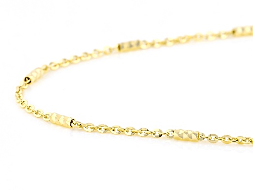 10K Yellow Gold Diamond Cut Cable Station Necklace - Size 18
