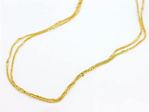 10k Yellow Gold Two Strand Twisted Curb Station 20 Inch Necklace - Size 20