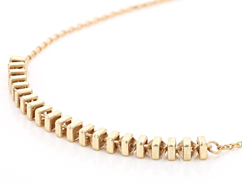 Splendido Oro™ 14k Yellow Gold Square Bead Center Station Necklace With Diamond-Cut Rolo Link Chain