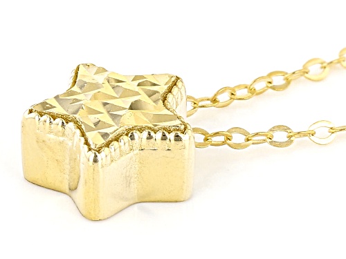 10K Yellow Gold Diamond-Cut Star 18 Inch Necklace - Size 18