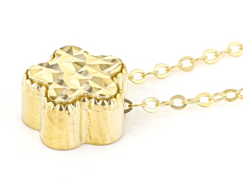 10K Yellow Gold Diamond-Cut Flower 18 Inch Necklace - Size 18