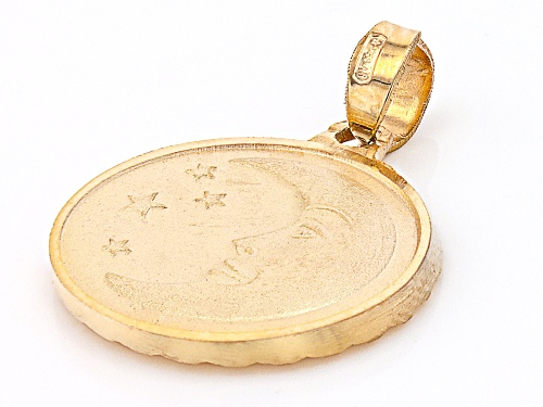 10k Yellow Gold Reversible Moon And Sun Pendant