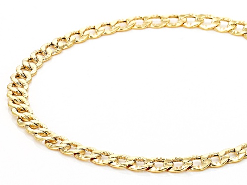 10k Yellow Gold 4.5mm Hammered Curb Link Bracelet - Size 7.5