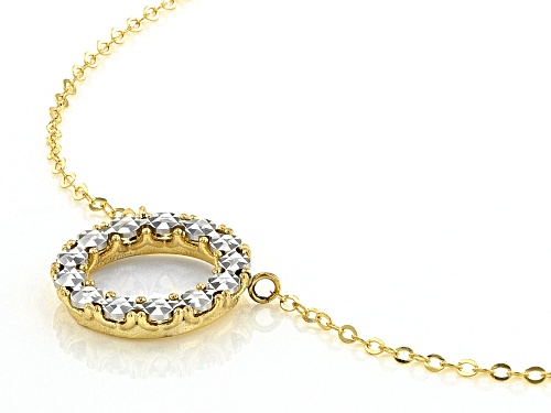 10K Yellow Gold and Rhodium Over 10K Yellow Gold Diamond Cut Circle 18 Inch Necklace - Size 18