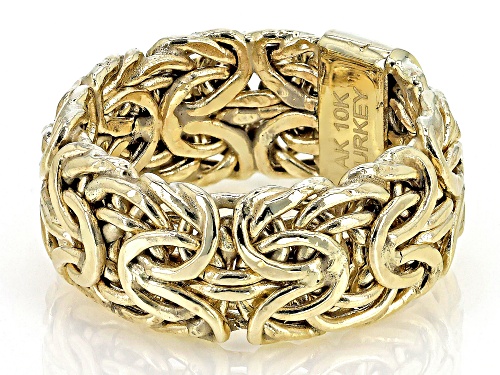 10K Yellow Gold Mirrored Byzantine Ring - Size 7
