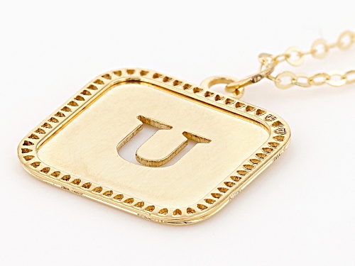 10k Yellow Gold Cut-Out Initial U 18 Inch Necklace - Size 18